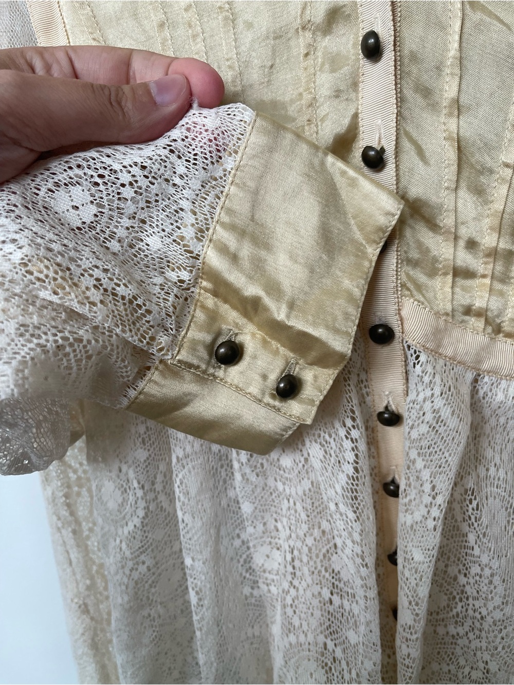 Sundance | Lady Jane Satin Swiss Dot Lace Sheer Blouse Size 14 - Picture 5 of 6